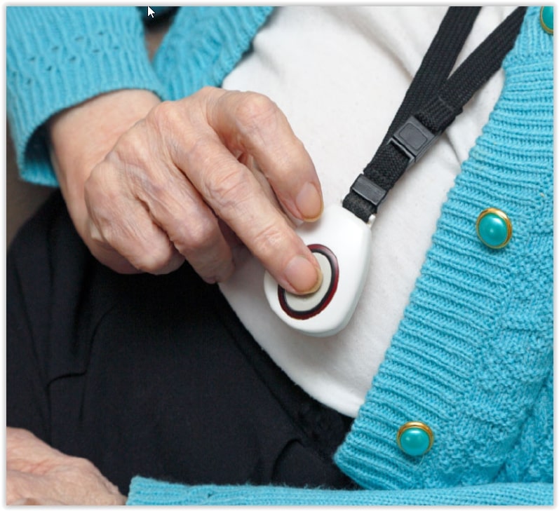 Panic button with fall detection for seniors.