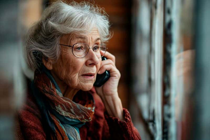 Elderly on the phone calling for help