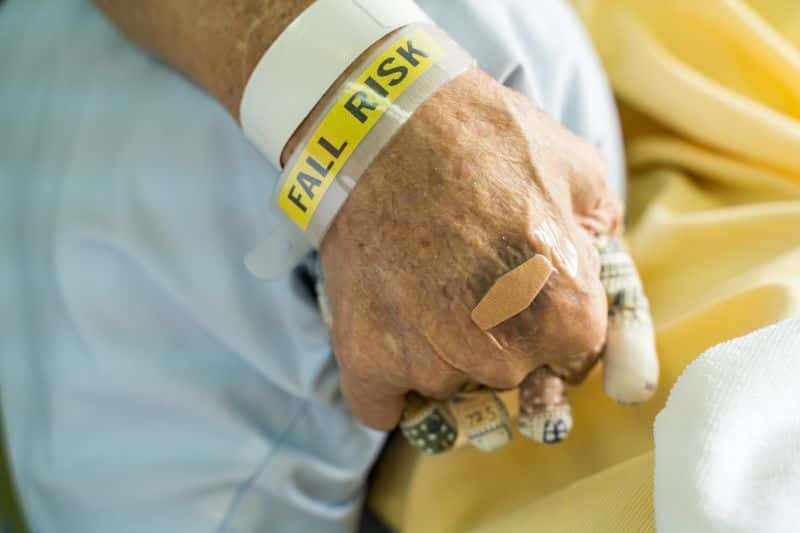 Elderly person in hospital classified as a fall risk