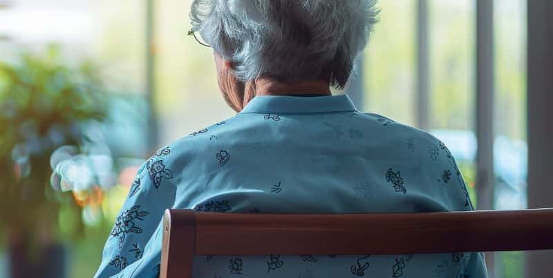 Elderly woman in a senior living facility